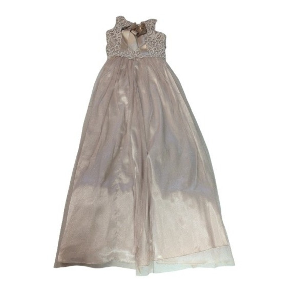Morgan & Co Formal Gown Dress 5/6 Pink Gold Lace Tulle Satin Maxi Prom Evening - Picture 2 of 16